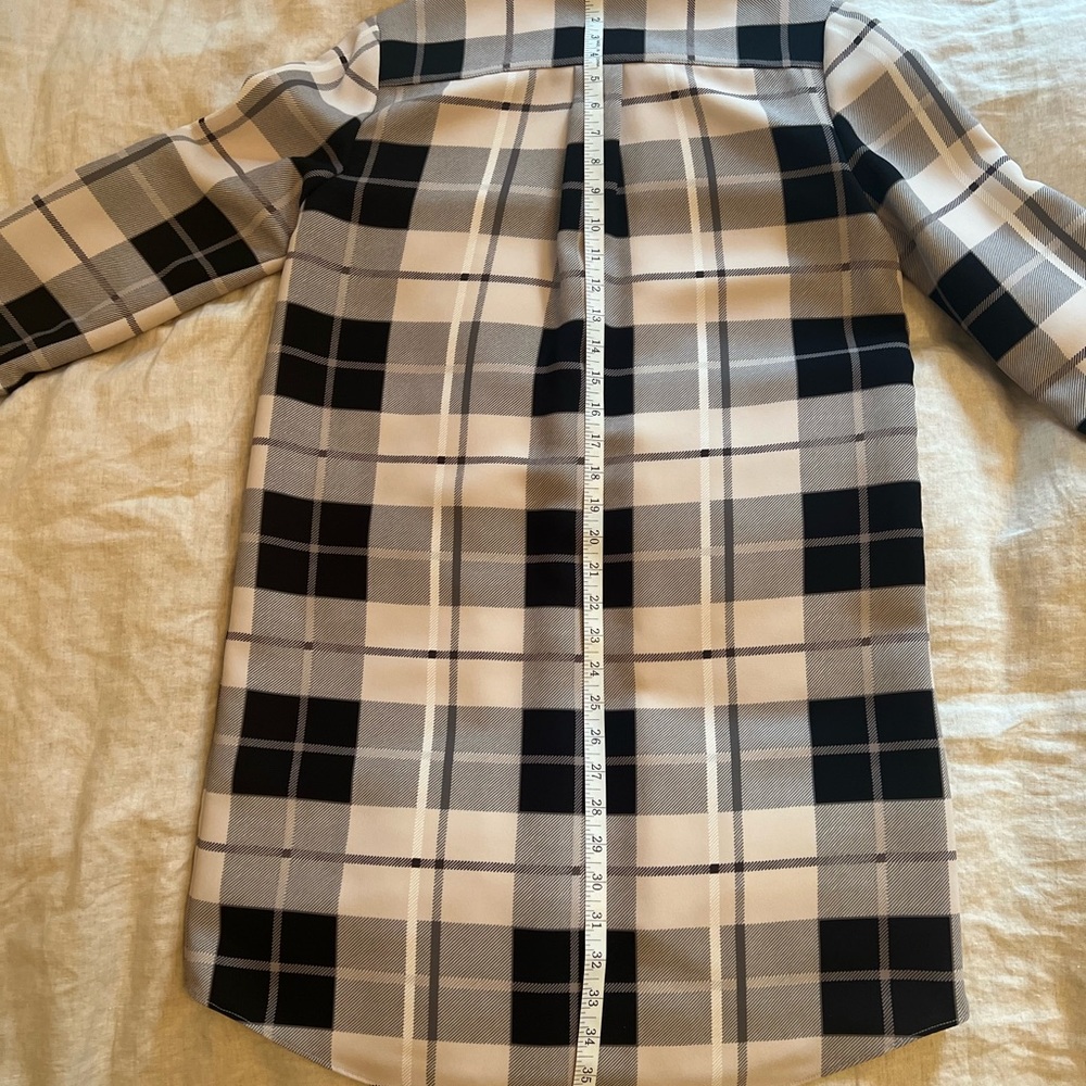 kate spade Black and Tan Plaid Long Sleeve Shirt Dress with Bow - Picture 5 of 7